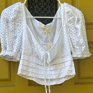 Saltwater Luxe White Eyelet Blouse